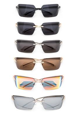 Rimless Curved Skinny Sunglasses Set