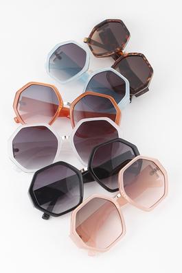 Oversize Octagon Retro Sunglasses Set