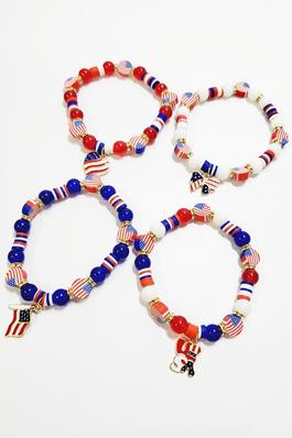 Patriotic American Flag Charm Bracelet