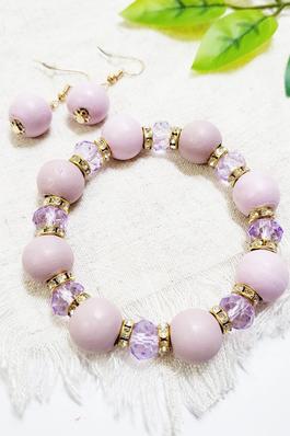 Multi Beaded Bracelet and Dangle Earrings Set