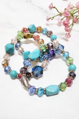 Turquoise and Glass Beaded Bracelet