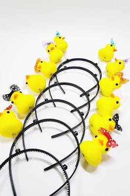 Yellow Duck with Polka Dot Bow Plush Headband