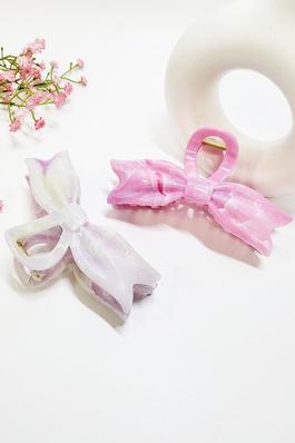 Marble Color Bow Shaped Hair Claw Clip