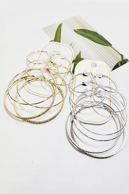 4 Pair Multi Hoop Earrings Set