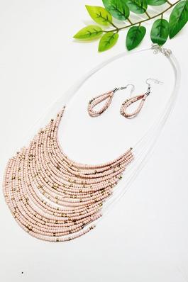 Seed Bead Necklace and Earrings Set