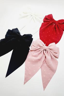 Large Size Basic Tone Fabric Long Tail Hair Bow