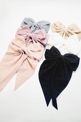 Wrinkled Line Fabric Long Tail Hair Bow