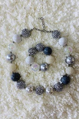 Multi color bubble girls necklace & bracelet sets