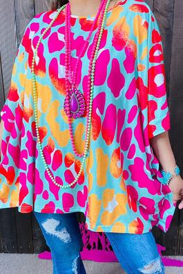 Multi color leopard print short sleeve women top