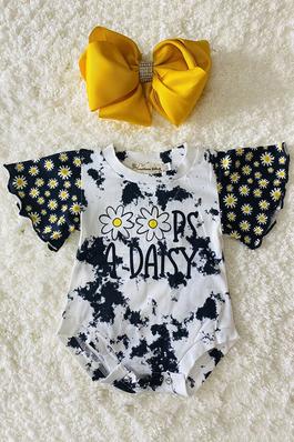 Daisy prints short sleeve tie dye baby romper