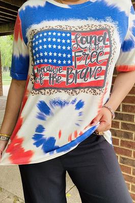 4th July tie dye USA printed short sleeve women t-shirt