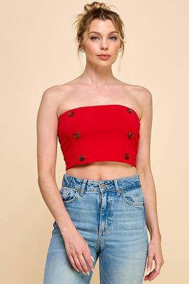 Front Button Tube Top