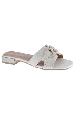 DISTRESSED PU H-BAND FLAT SANDAL WITH BUCKLE