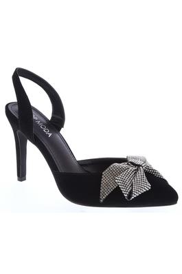 POINTED TOE HEEL SLING BACK PUMP WITH FRONT BOW