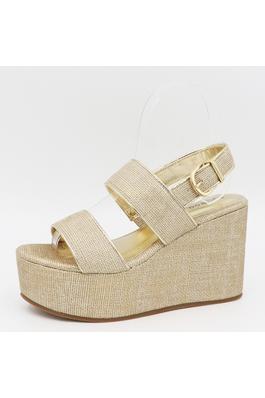 DOUBLE BANDS PLATFORM WEDGE SANDAL WITH BUCKLE