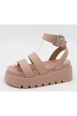 DOUBLE BANDS FOOTBED FLATFORM SANDAL 