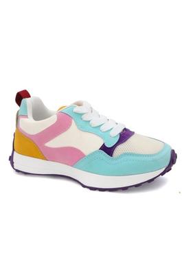 MULTI COLORED LACE UP GIRLS FASHION SNEAKER 