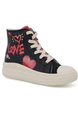CANVAS LACE UP GIRLS SNEAKER WITH GRAFFITI