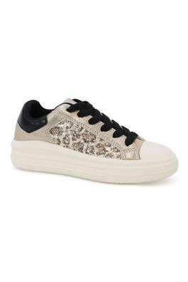 TWO TONE LEOPARD LACE UP FASHION SNEAKER 