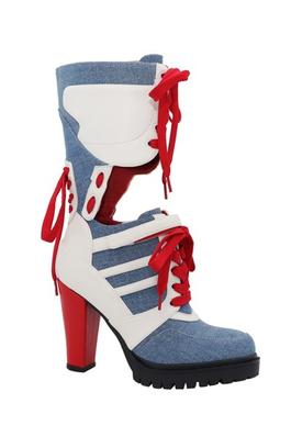 LACE UP CUT OUT MULTI COLOR HEEL BOXING BOOTIE