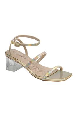 ANKLE STRAP DOUBLE BANDS LUCITE HEEL SANDAL 