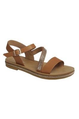 ASYMMETRIC BAND FLAT SANDAL WITH BUCKLE 