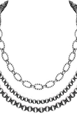 WESTERN NAVAJO PEARL CABLE OVAL CHAIN NECKLACE