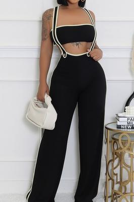 CROP STRAPLESS TOP AND OVERALL JUMPER SET