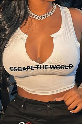 'ESCAPE THE WORLD' SLEEVLESS CROP TOP