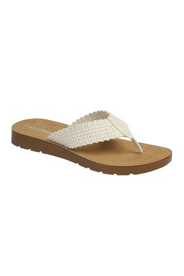 SLIP ON CASUAL THONG SANDAL, RUCHED STRAP DETAIL