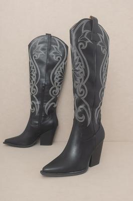 Knee High, Embroidered, Cowboy, Boot