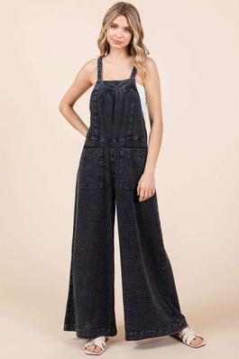 S30341-MINERAL WASHED WIDE LEG JUMPSUIT