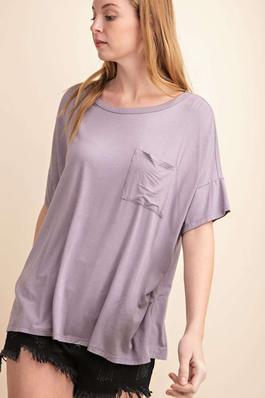 BT5300-BAMBOO FRONT POCKETED KNIT TOP