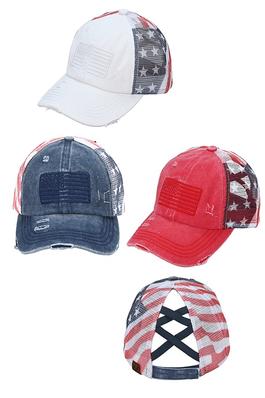 C.C American Flag Mesh Back Trucker Hat Pony Cap