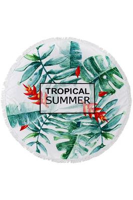 Tropical Summer Print Round Beach Towel