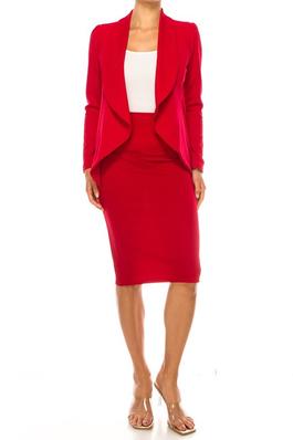 Solid 2-piece set including open front blazer