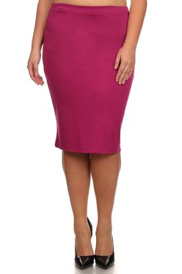 Plus size solid knit pencil skirt