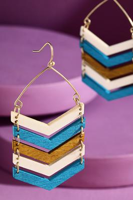 Colorful Wooden Chevron Earrings 