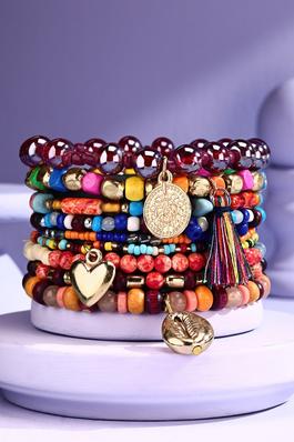 9 Layered Colorful Layered Beaded India Bracelet 