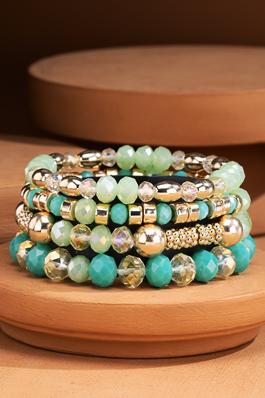 Stackable 4 Layer Beaded Stretch Bracelet