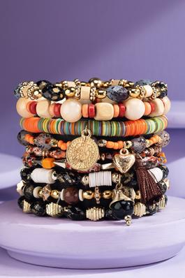 9 Layered Stackable India Stretch Bracelet