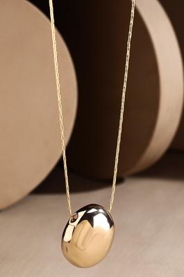 Thin Chain Necklace with Shiny Ball Bead Pendant