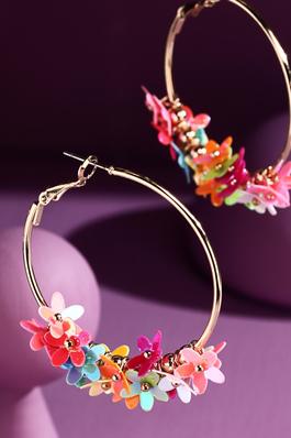 Sequin Flower Hoop Earrings
