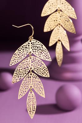 Layered Filigree Dangle Leaf Earrings