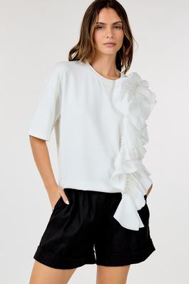 Ruffle Front 3/4 Sleeve Top