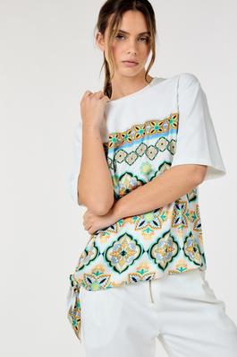 Front Multi Print Short Sleeve Top