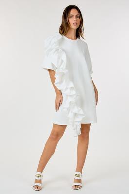 Front Ruffle 3/4 Sleeve Short Dress