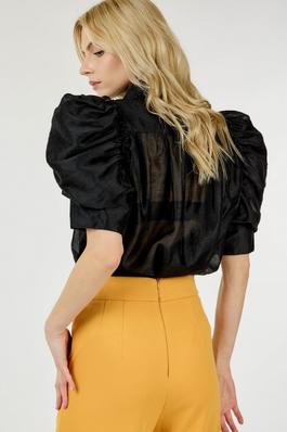 Bubble Sleeve Button-down Top