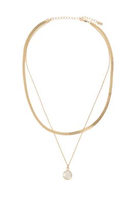 Pearl Pendent Layered Chain Necklace