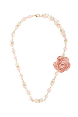 Flower and Ball Beaded Chain Necklace